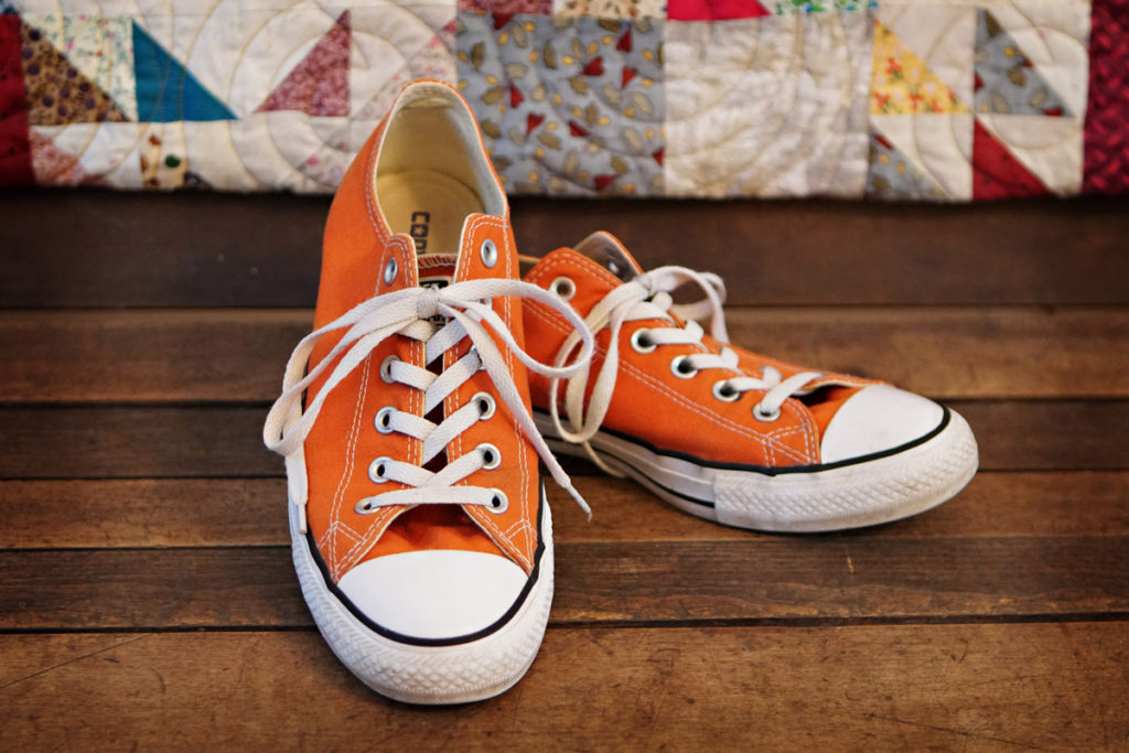 Orange Hi Top Converse Shoes